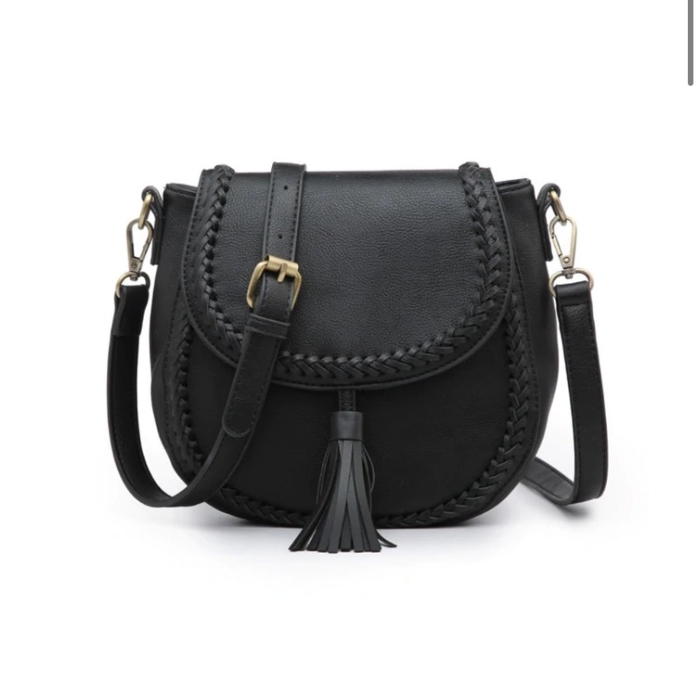NWT Black Vegan Leather Crossbody Saddle Bag